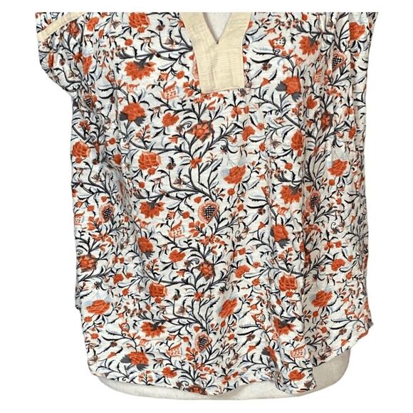 Lucky Brand Women's Orange & Cream Floral Print V-Neck Sleeveless Blouse Size S - Picture 10 of 14